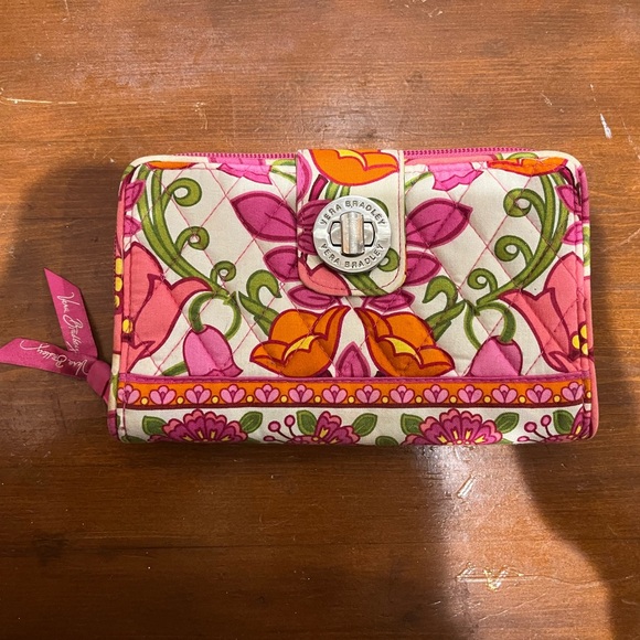 Vera Bradley Tab Wallet Large in Pink and Orange Floral Print - Picture 11 of 12